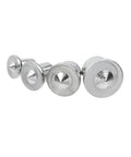 Dowel Center Finder Set For Woodworking Eight Piece Precision Drill Guide Pins In One Quarter Inch, Five Sixteenths Inch, Three Eighths Inch, And One Half Inch, Durable Steel Rust Proof Tenon Alignment Tools With Easy Disassembly And Accurate Centering, showing four steel pins on white background.