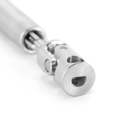 Stainless Steel Drive Shaft With D Shaped Hole For 1/18 FMS FCX18 RC Car Heavy Duty And Durable Transmission Axle Connection For Long Lasting Performance And Precise Fit, silver end close-up