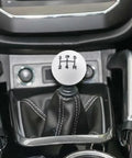 5 Speed Round Ball Shift Knob For Manual Cars, Resin Shifter Lever Head with white and black finish, installed in car