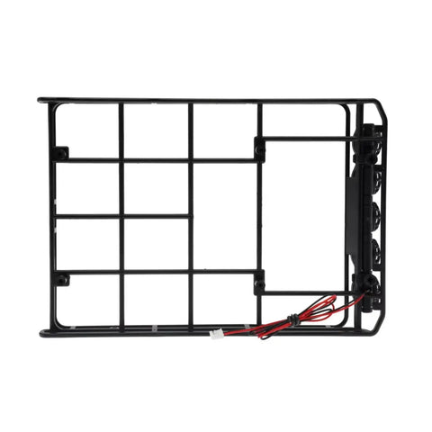 Premium Quality Heavy Duty Metal Roof Rack And Luggage Tray Kit For Twelfth Scale RC Whips top view with integrated cab light.
