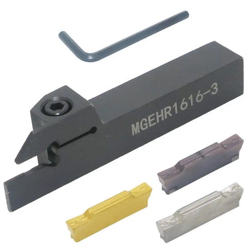 Grooving Tool Holder For CNC Lathe With 0.63 Inch Shank And Three MGMN300 Cemented Carbide Blades, Built From High Grade Alloy Steel