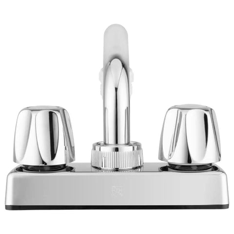 Lynden Utility Laundry Sink Faucet With Swivel Stainless Steel Spout, Hot Cold Knobs, Chrome Plating Over Plastic, Front View