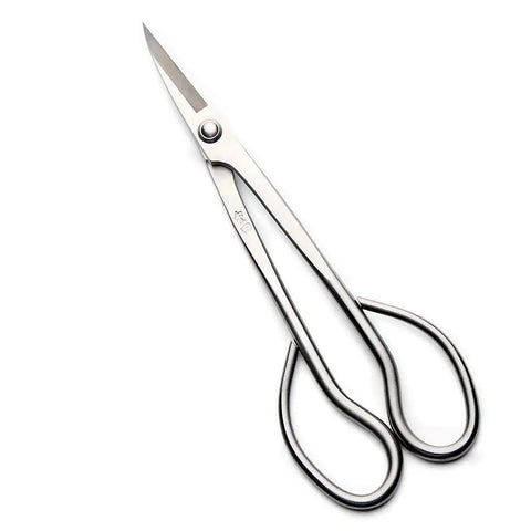 Six Piece Bonsai Tool Kit With Long Handle Scissors 8 Inch And 7 Inch, Top Pruning Scissors 7.85 Inch, Round Edge Cutter displayed