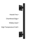 Antique Rustic 12 Inch Barn Door Handle, Solid Steel Heavy Duty Flush Square Base Pull For Gate Garage Sheds, Black Frosted Finish
