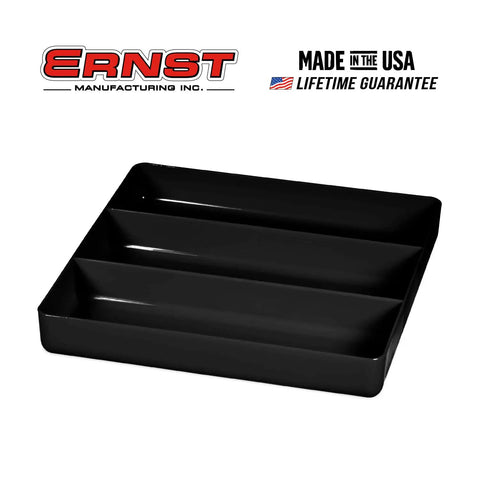 Stackable Three Compartment Tray For Home Office And Workshop Black Grab And Go Tool Organizer For Nuts Bolts Pliers And Small Parts Impact Resistant Fits Shallow Drawers Ideal For Mechanics Electricians Plumbers Crafting And Hobbies