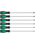 Extended Torx Screwdriver Kit Featuring 6 Pieces T10 To T30 With 420mm Long Magnetic Rod For Deep Reach Repairs In Engines And Electronics Perfect Gritty Tools For Tough Spots, six green and black handles