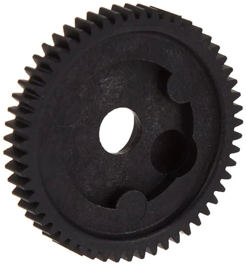 Close-up of 55T 48P Spur Gear Replacement Part For RC Cars And Trucks Upgrade High Quality Precision Gear in black material.