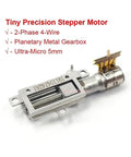 Ultra Micro 5mm Stroke Linear Actuator With 5mm Travel, 2 Phase 4 Wire Stepper Motor, Precision Metal Gearbox, close-up view.