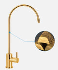 Pure Water Tap with Ceramic Filter for Kitchen Sink - 150Mm X 328Mm Brass Faucet with gold finish and ceramic filter detail.