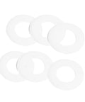 Pack Of Six Slick Anti Lock Spindle Washers Tailored For 1-1/4 Inch Woodlathe Threads, white plastic washers arranged on a surface.