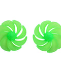 Side view of 8-Leaf Wind Turbine Fan Blades 12cm Diameter For DC Motors And Generators Green Plastic Propeller Kit With 2mm Bore
