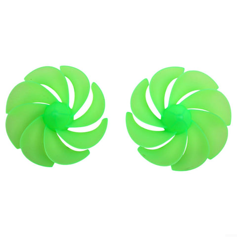 Side view of 8-Leaf Wind Turbine Fan Blades 12cm Diameter For DC Motors And Generators Green Plastic Propeller Kit With 2mm Bore