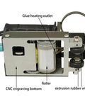 Pro Level Handheld Cycloid Veneer Stitching Machine With 60W Power And Heavy Duty Steel Body showing glue heating outlet and roller.