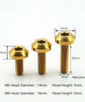 6 Pack M8x15mm Titanium Hex Socket Cap Screws For Motorcycle Disc Brake Mod with detailed dimensions and anti-corrosion finish