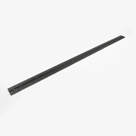 Top-Tier Heavy-Duty Anodized Aluminum Continuous Piano Hinge Full Mortise Design For Rugged Residential Or Commercial Door Refits Quick Diy Fixes Black 83 Inches Long on white background.