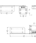 Diagram of Beefy Stainless Steel Command Ratchet Hinge For Boats Polished 316 Stainless By TACO Marine with measurements
