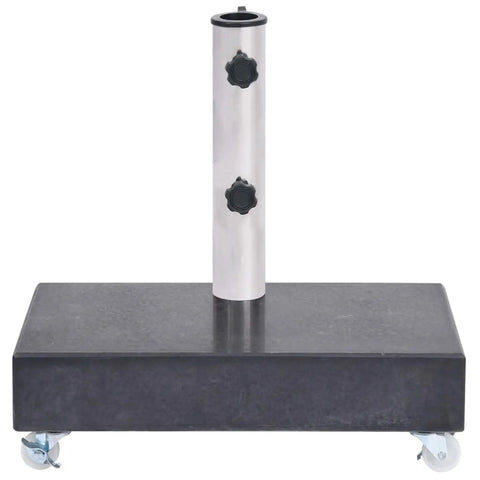 Black Granite Umbrella Base For Outdoor Patio, Sturdy Parasol Stand 45x25x8 Cm with wheels, heavy duty and weatherproof.