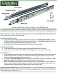 Installation instructions for GlideRite drawer slides with image of silver side mount full extension ball bearing drawer slides.