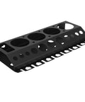 Wall Mount Spray Bottle Organizer for Garage and Home Cleaning with Four Spray Can Slots Twelve Holes and Seven Hooks metal design