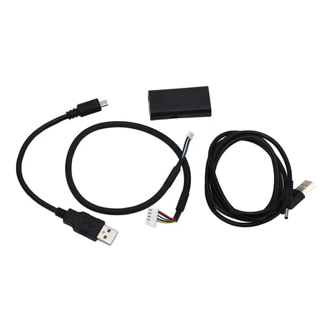 Portable Lidar Sensor for Robotics and Smart Toys, 40m Range, Indoor Outdoor Navigation, Built Tough ABS Shell, High Precision Non Contact Scanner for DIY Projects accessories including USB cables and connectors on a white background.