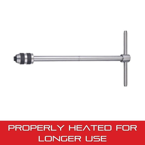 Beefy T Handle Tap Wrench For Holding Taps Drills Reamers And Small Tools Quarter To Half Inch Capacity Thirteen Inch Body Length Square Shank Three Sixteenths To Five Sixteenths Inch Durable Shop Tool side view
