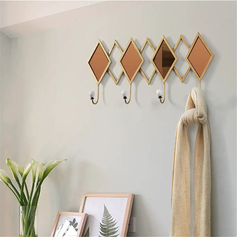 Real Deal Nordic Wrought Iron Wall Hooks For Coats And Keys Heavy Duty Build That Handles Your Daily Carry Without A Single Hassle Or Snag On Jackets, modern wall hook set with diamond mirrors and 3 hooks.