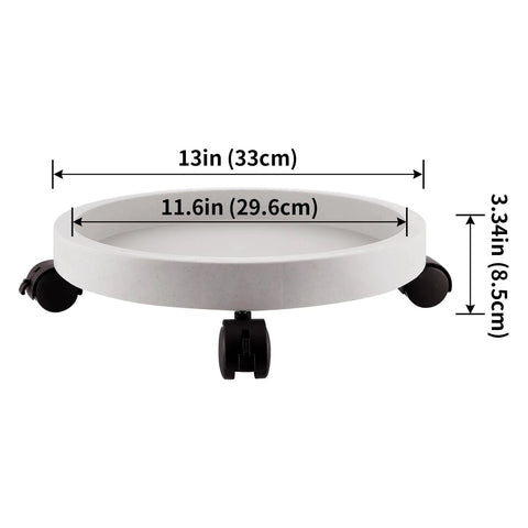 13 Inch Plant Caddy With Four Wheels For Heavy Planters And Deck Use, displayed with 13-inch outer diameter and 3.34-inch height
