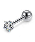 Clear Cubic Zirconia Star Stud Earrings 16G 4mm CZ With 4mm Ball Back Screw Post Stainless Steel Unisex Nose Helix Cartilage Ear Lobe Jewelry Dope Sparkle For Everyday Wear, single stud