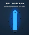 15W UV Bug Zapper Light Bulb Replacement 4 Pin Base U Shaped Twin Tube for T6 Insect Attraction Lamp, glowing with blue light