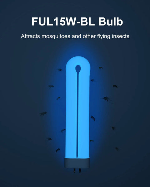 15W UV Bug Zapper Light Bulb Replacement 4 Pin Base U Shaped Twin Tube for T6 Insect Attraction Lamp, glowing with blue light