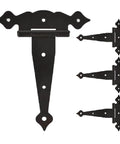 Eight Inch Heavy Duty Hinges For Shed Doors And Barn Doors Pack Of Four Decorative Wood Fence Hinges in black metal