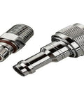 Universal Quick Connect Fuel Tank To Hose Fittings, One Quarter Inch NPT Male To Three Eighths Inch Barb Female, Stainless Steel Marine Connector