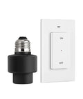 Remote Control Light Socket With Wireless Switch Replaces Pull Chain No Wiring Needed 100 Ft Range Wall Mounted Controller And Bulb Base ETL Listed Easy Setup For Lamps And Fixtures showing socket and switch design