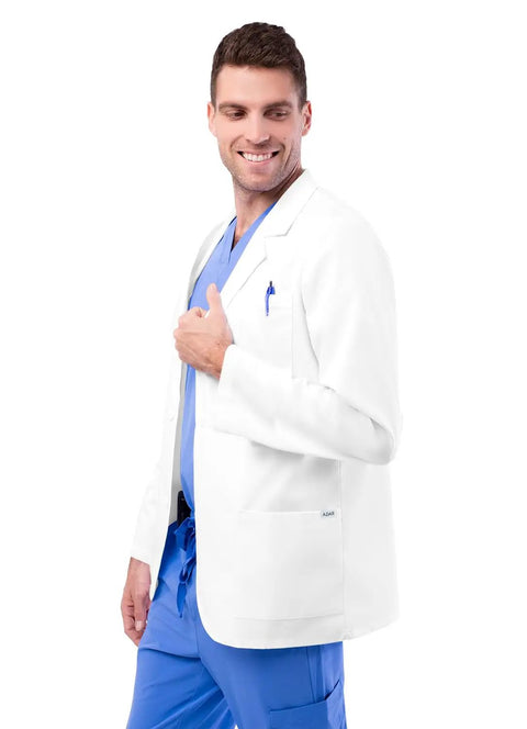 Unisex Lab Coat Classic 31 Inch Consultation Coat White 805 with Long Sleeves Two Large Patch Pockets and Chest Pocket