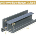 Gray Sliding Shower Door Bottom Guide With Slick Roller Track For Standard Glass Doors Up To Five Sixteenth Inch Thickness No Sweat Setup Secure Fit Long Lasting Performance One Pack, showing dimensions.
