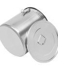 Heavy Duty Stainless Steel Canister With Airtight Lids Keep Your Pantry Stale Free Organize Rice Flour Grain And Coffee Lock In Freshness Bulk Food Storage Bucket 8.7 Gallon side view with lid