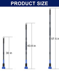 Badass Heavy Duty Commercial Mop Handle 57.5 Inch Extended Pole With Upgraded Jaw Clamp For Microfiber Cotton String And Loop Mops Pro Floor Cleaning Gear showing size options 30 in, 43.8 in, and 57.5 in.