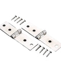 Rotating Concealed Cabinet Door Hinges Set 2 Pieces Silver Four Hole Furniture Hinges With Screws 74 By 20mm shown with included screws.