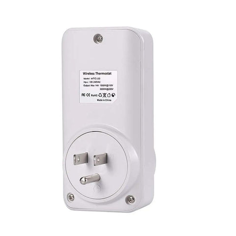 Wireless Temperature Controller Digital Plug In Thermostat Outlet With Built In Temp Sensor and Remote Control for Heating and Cooling Mode