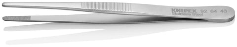 Precision Tweezers With Approx 30 mm Round Tips And Fine Serration, Nickel Plated Chrome Finish, Side View