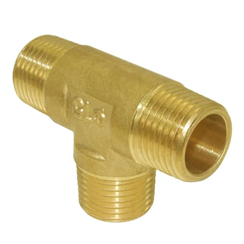 Brass Pipe Fitting Barstock Tee 3 Way NPT Half Inch Tee Pack Of Two For DIY Home Plumbing Projects, corrosion-resistant