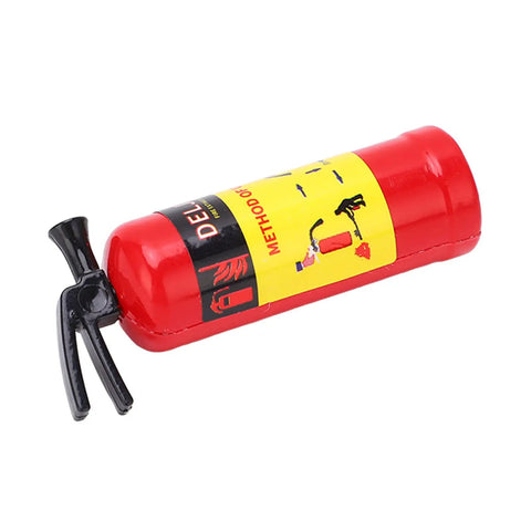 Dope Scale RC Car Fire Extinguisher Prop Lightweight Portable Rescue Gear Realistic Red Decor Solid Build For Axial Scx10 Wpl Mn Rock Crawlers Beast Mode Setup, close-up view of red extinguisher.