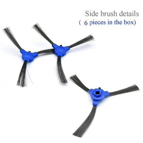 Side brush details, blue plastic base with black bristles, 6 pieces shown, part of 11s Roller Brush For Smooth High Quality Paint Jobs.