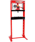 12 Ton Hydraulic Shop Press With Gauge Bottle Jack For Bending Straightening And Pressing Metal Components Bearings U Joints Bushings And Pulleys Adjustable Ram With Overload Valve Red