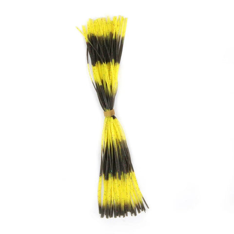 Top Shelf Flexible Silicone Lure Skirts Six Hundred Strand Bulk Pack For Jig Tying And Spinnerbait Assembly with yellow and black strands
