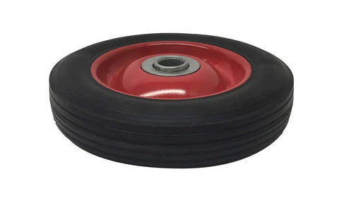 Heavy Duty Solid Rubber Flat Free Wheelbarrow Tire And Hand Truck Wheel With 6 Inch Diameter Non Marking Grip Built Like A Workhorse For Daily Hauls Featuring Double Bearings On A 5/8 Inch Axle And 350 Lb Capacity