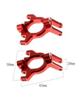 Rock Solid Heavy Duty Metal C Hub Carrier Upgrade For 110 Scale RC Vehicles No Sweat Installation And Gnarly Off Road Handling Rad Caster Blocks Drop In Replacement Mojave Kraton Outcast Blx Bashers Red, showing two red aluminum caster blocks with measurements.