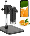Portable Digital Microscope 50X-1000X Magnification Handheld With Adjustable Stand HD USB Camera Capture Photos And Video Compatible With Apple Phones Android Windows Mac, black stand