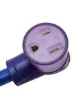 Close-up of NEMA 6-50 receptacle on Heavy Duty Welder Extension Cord For Pros 50 Amp 250V NEMA 6-50 Right Angle Plug To Receptacle 6-50P 6-50R 50ft STW 8AWG 3C Copper Cable With Nickel Plated Brass Pins And 10000 Watt Rating