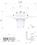 DiNova Boss Mix 144286 Attic Outdoor HDTV Antenna With Built In Beast Signal Amplifier dimensions and bracket detail